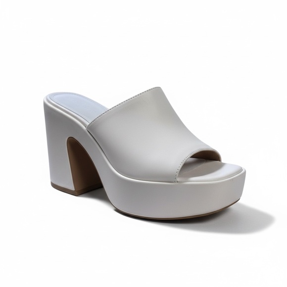 BCBGeneration Shoes - BCBGeneration Ivory Platform Mules • Square Toe Block Heel Slides • Size 10